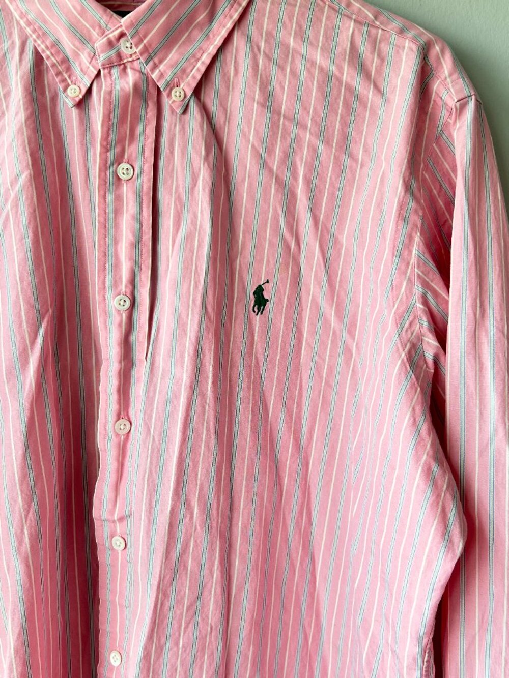 Ralph Lauren Pink Striped Oxford Button Down Shirt Mens XL - Picture 3 of 7